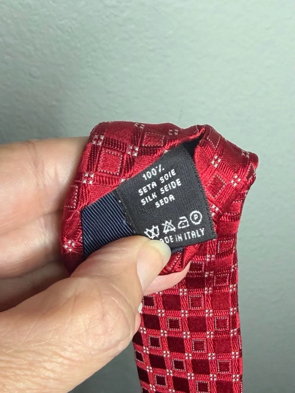 Valentino Red Check Silk Tie
